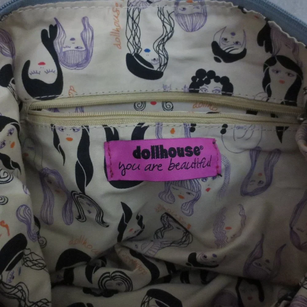 NEW Dollhouse Purse Blue Gray Black Snakeskin Print Crossbody Shoulder Hobo Bag